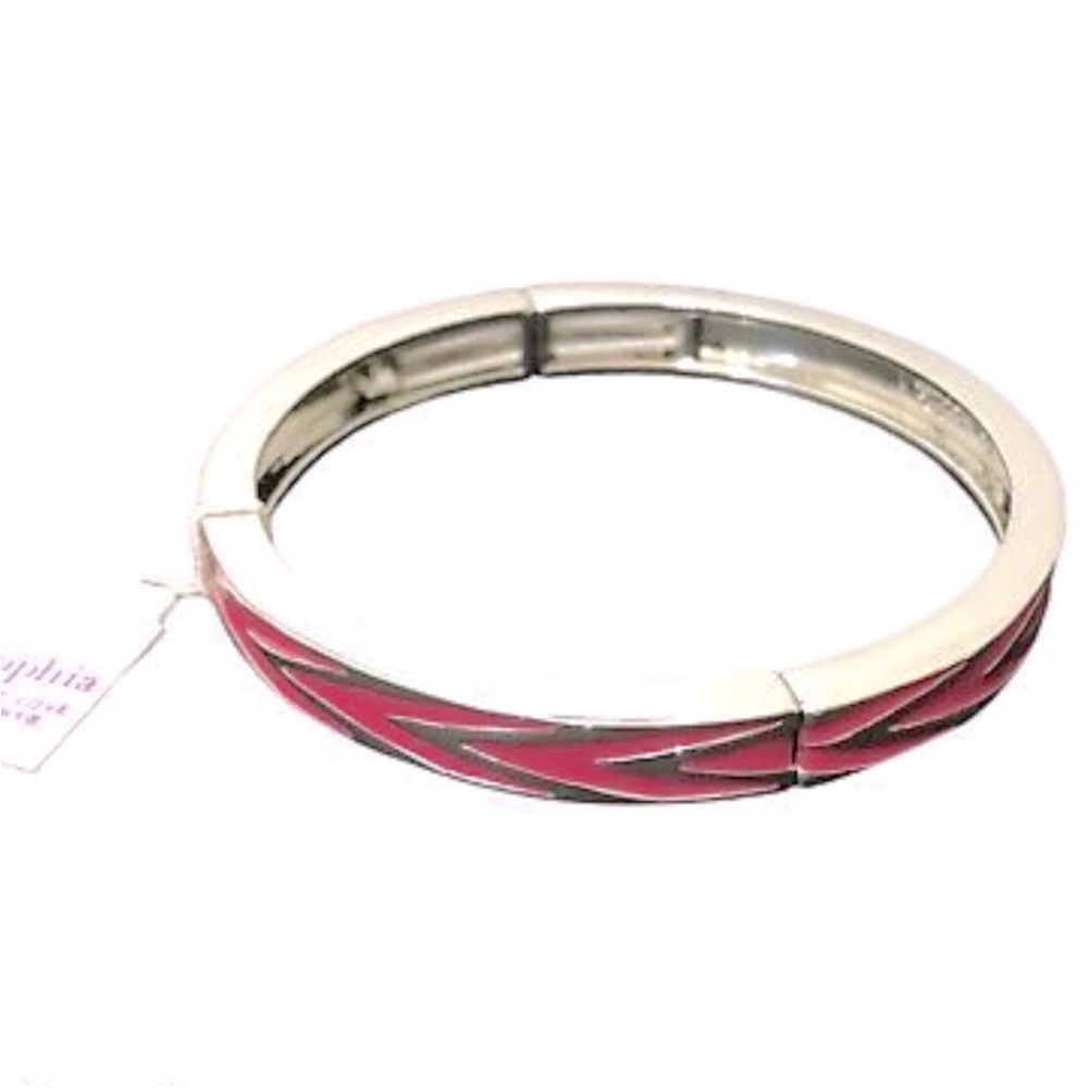 Lia Sophia Pink and Silver Stretch Bangle Bracelet